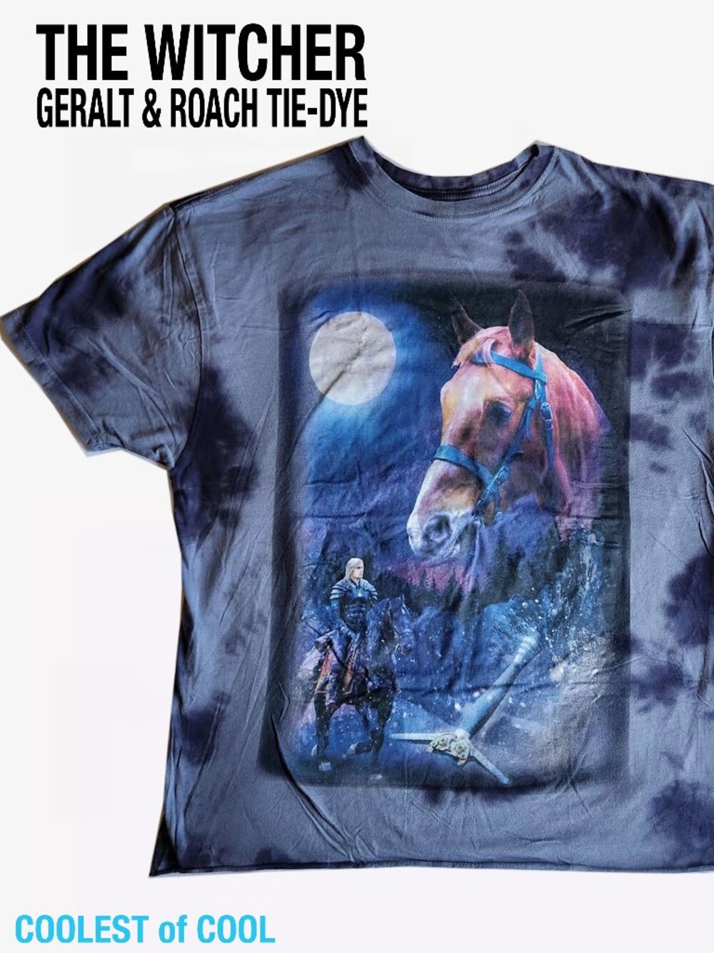 The Witcher Geralt & Roach Portrait Tie-Dye T-Shirt womens XS oversized BoxLunch